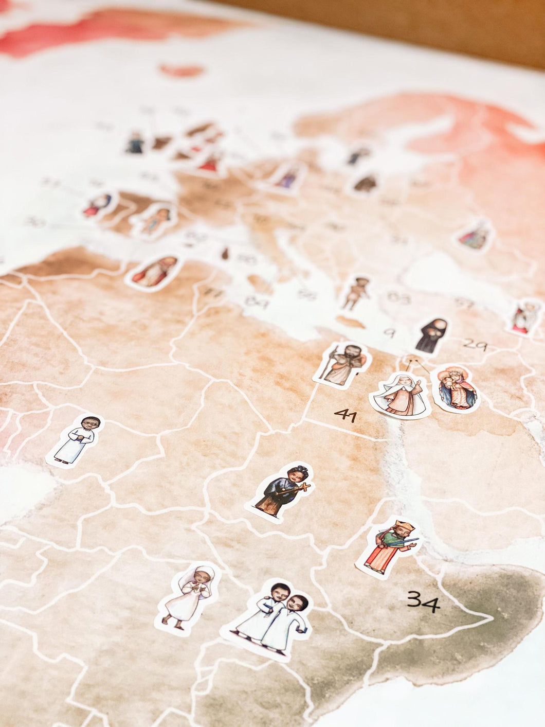 Saints Around the World Map & Sticker Set