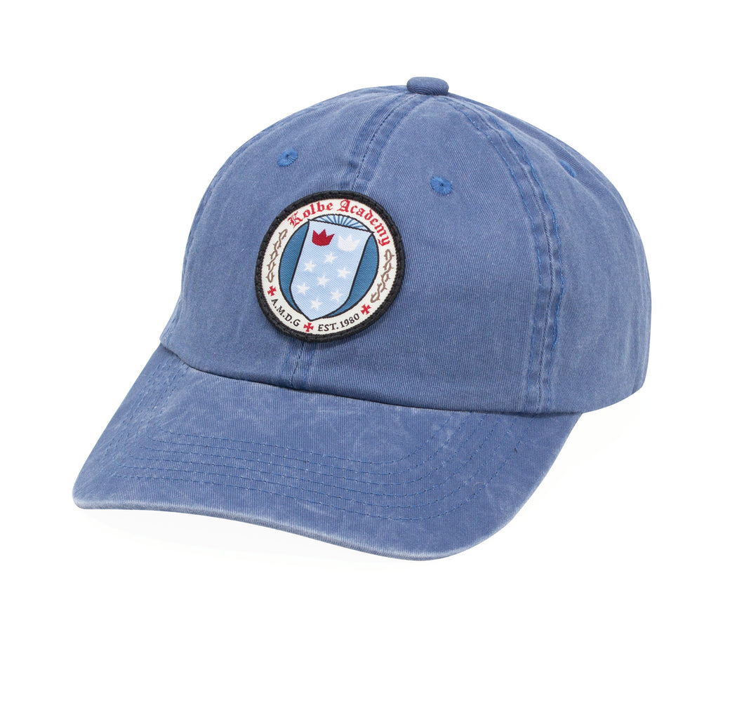 Kolbe Academy Crest Garment washed Cap- Steel Blue