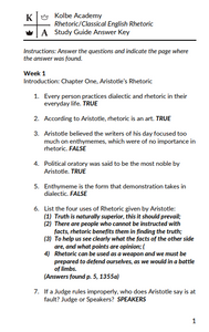 Aristotle Rhetoric and Farnsworth Classical English Rhetoric Answer Key