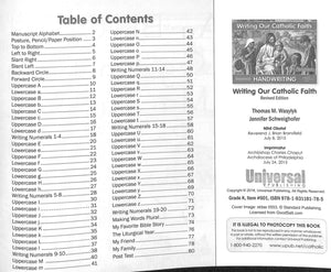 Writing Our Catholic Faith - K Beginning Manuscript Writing