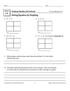 Graphing Calculator Lab Manual Student Book