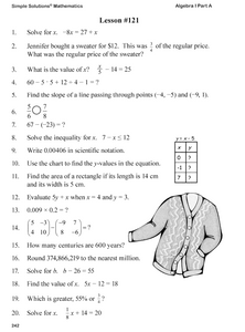 Algebra I Part A Workbook